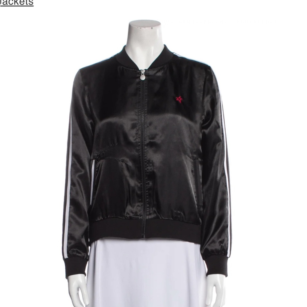 Black satin-look bomber jacket. Size XS. Perfect Moment. excellent condition